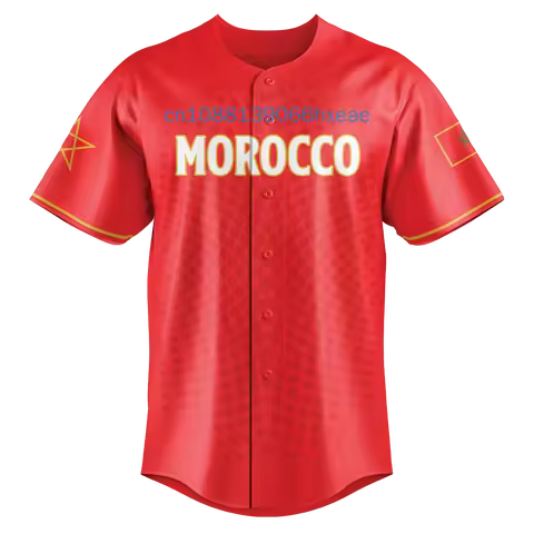 2025 Summer New Customized Name Morocco Baseball Jersey 3D Printed Men's and Women's Casual Fashion 