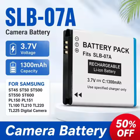 SLB-07A Camera Battery 3.7V 1300mAh for Samsung ST45 ST50 ST500 ST550 ST600 PL150 PL151 TL100 TL210 