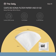 CAFE DE KONA Coffee Filter Paper V60 01 02 - V60 Coffee Filter Paper, 100 pcs