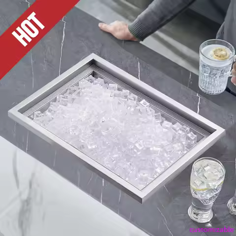 Drop In Ice Chest, 20" L X 14" W X 12" H Stainless Steel Ice Cooler, Commercial Bin With Cover,40 Qt