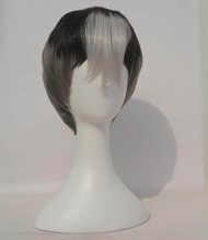 （Cos wig）High Quality Voltron Shiro Wig Short Black Gray White Heat Resistant Synthetic Hair Wigs + Wig Cap