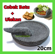 20cm 🔥HOT ITEM🔥COBEK BATU + 🆓 ULEG BATU  INDONESIA Lesung gesek / Cobek batu dan Ulekan Murah asli b