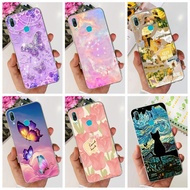 For Huawei Y7 2019 Casing Soft Case Fashion Flower Butterfly Clear Silicone Phone Cover For Huawei Y7 Pro Y 7 Prime 2019 Shell