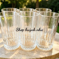 [GENUINE][465ml]Set of 6 high-quality glass cups with diamond bottom patterns to create accents, dec