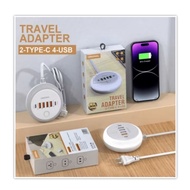 Travel Adapter 2 type c and 4 usb USB plug
