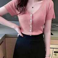 OKHI - NAOMI V NECK KNIT FFX