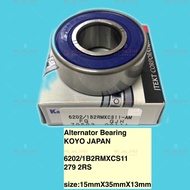 KOYO 6202/1B2RMXCS11 ALTERNATOR BALL BEARING 279 2RS . 15mm X 35mm X 13mm. NSK 389 KOYO MADE IN JAPA