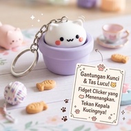 GANTUNGAN Cat in 3D fidget clicker keychain Cup | Fidget clicker | Clicker Keyboard | Clicker Keycha