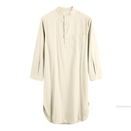 Baju Gamis Abaya มุสลิมอิสลามเสื้อคลุมแขนยาวเสื้อลินินผ้าฝ้ายสำหรับชายเสื้อผ้าอธิษฐาน BH-MY