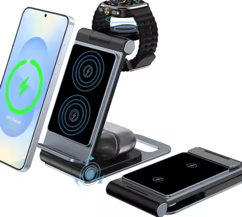 Charger Stand for Samsung 3 in 1 Wireless Charging Station Foldable for Samsung S25 Ultra S24 S23 S2
