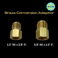 Brass Conversion Adaptor Reducer Connector 1/2" (M) x 3/8" (F), 5/8" (M) x 1/2" (F)