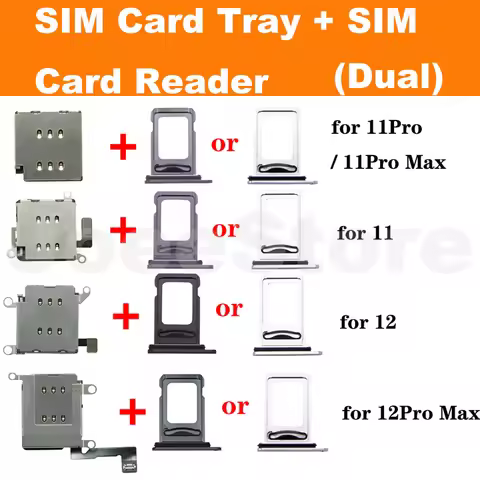 1set Dual Sim Card Reader Connector Flex Cable For iPhone 11 12 13 Pro Max XR SIM Card Tray Holder S