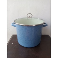 Paula Deen Stock Pot Pot 26 cm 12 Qt 10 L yellow Turquoise enamel glass lid with spots