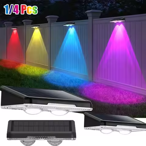 1-4Pcs Solar Fence Lights Solar Powered LED Deck Light Color Changing Waterproof Outdoor Illuminatio
