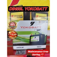 DIN55R | DIN55L | DIN55 Yokobatt MF/Water Car Battery Bateri Kereta For Proton Gen2 | Persona | Satr