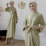 Best Selling!! Gamis Kaftan Lebaran Oversize Dress Long Tops Women Satin Silk (Msb)