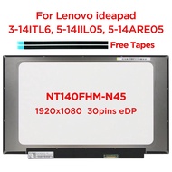 14.0" Laptop LCD Screen NT140FHM-N45 B140HTN02.1 N140HGA-EA1 For Lenovo ideapad 5-14IIL05 5-14ARE05 