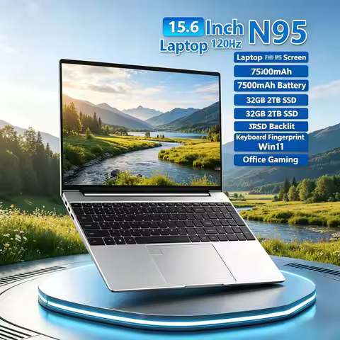 15.6 Inch N95 Laptop 120Hz FHD IPS Screen 7500mAh Battery 32GB 2TB SSD Backlit Keyboard Fingerprint 