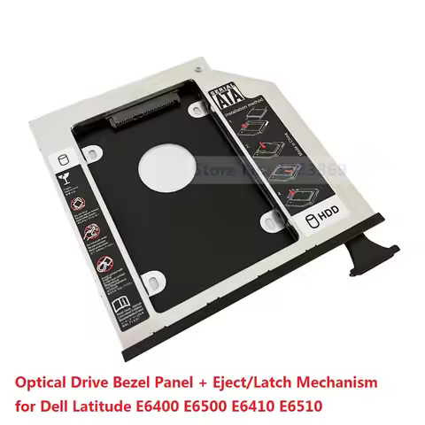 2nd HDD SSD Hard Drive Optical Bay Caddy Frame Bracket with Eject Lock Latch Mechanism for Dell Lati