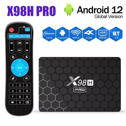 Wifi6 X98H PRO TV Box Android12 Allwinner H618 2G 16G 4GB 32/64GB 1000M LAN BT5.0 2.4G 5G Wifi HD In