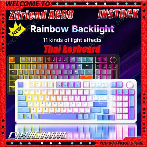 NEW Zifriend AG98 Gaming Mechanical Keyboard Thai keyboard Mixed Light Full Key Hot Swappable Gaming