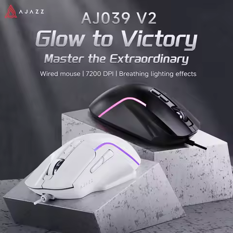 Ajazz AJ039 V2 Wired Mouse Gaming Sensor Breathing lighting effects Thumb Rest Design RGB 7200DPI fo