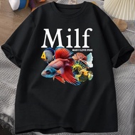 Unisex "Man I Love Fish (MILF)" T shirt | Funny Fish Lover Graphic, Fisherman Humor, Harajuku Street