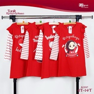 MERAH HEYKIDDY - Red and White Ragus Tunic for Girls, August 6-14 Years