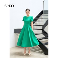 SIXDO Green Woven Flared Dress (Green Woven Flared Dress)