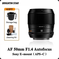 Brightin Star Af F1.4 50มม. เลนส์โฟกัสอัตโนมัติรูรับแสงขนาดใหญ่เลนส์โฟกัสคงที่เหมาะสำหรับ Sony A6400