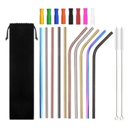 304 Stainless Steel Metal Drinking Straws Straight/Bent Reusable Straw Washable Milk tea