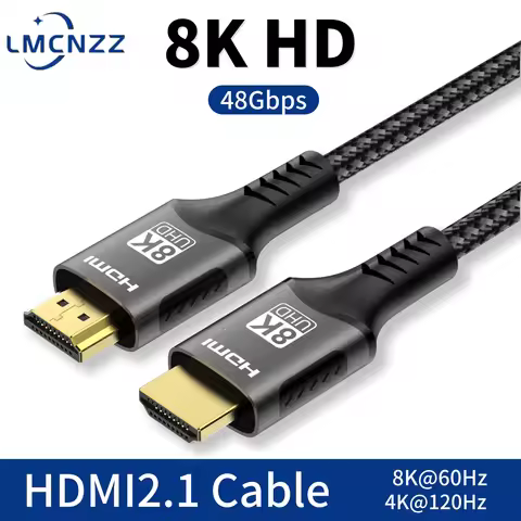8K HDMI 2.1 Ultra High Speed Cable Support 4K@120Hz 8K@60Hz Nylon Braided Durable Cable for Compatib