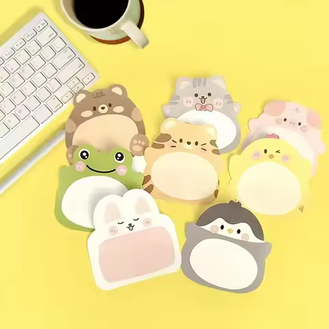8Pcs Cartoon Small Animal Special-shaped Sticky Notes Office Simple Shape Creative Sticky Notes Cute