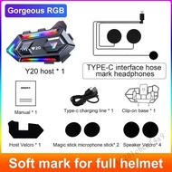Y20 Motorcycle Helmet พร้อม Bluetooth BT5.3 RGB - กันน้ำ 1000mAh สำหรับการขี่