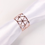 B26Pcs Geometric Hollow Napkin Rings Holder for Party Hotel Banquet Dining Room Table Decor