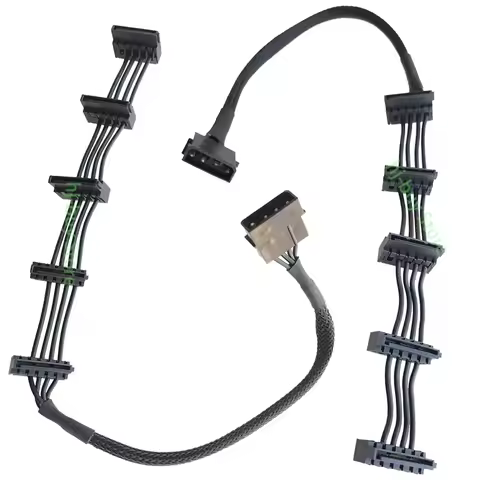 ATX 4Pin 4P IDE Molex to 5 SATA Serial ATA Power Supply Cable Cord Wire For 3.5 2.5 HDD SSD Cage Cas