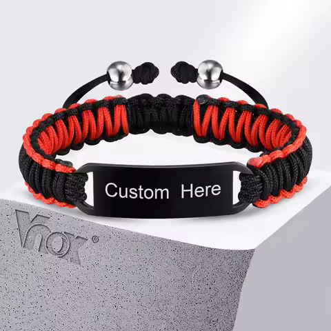 Vnox Personalized Gift Bracelets for Men Women, Hand Woven Rope Bracelets, Adjustable Unisex Wristba