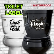 Label Flush Toilet Bowl Waterproof / Sticker Minimalist Flush Mangkuk Tandas Transparent Don't Forge