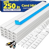 250in Cord Hider Kit, Cord Covers for Wires on Wall, Paintable Cable Raceway, Cord Hider for Wall Mo
