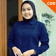 KEMEJA Women's Jumbo Work Shirt Navy Color Size M, L, XL, XXL/3L, XXXL/4L, XXXXL/5L LD 126