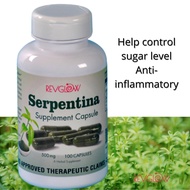 Revglow Serpentina 500mg 100Caps. Supplement for Diabetic Support