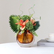 Flower Vase Desktop Light Luxury Soft Decoration Living Room Glass Glazed Vase Creative Colorful Orn