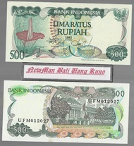 GRESS UANG KERTAS LAMA INDONESIA 500 RUPIAH BUNGA BANGKAI 1982 MAHAR
