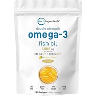 MicroIngredientsOmega3FishOils3,000mgPerServing,240Softgels|LemonFlavored–Burpless|EPA540mg+DHA360mg