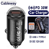 Mini Portable Car Fast Charging Charger PD27w+QC22.5W Metal Shell Car Adapter Widely Compatible With