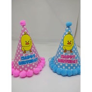 HBD CONE BIRTHDAY HAT CHICKEN POMPOM 45 HAPPY BIRTHDAY HAT/ BIRTHDAY HAT/ PAPER HAT/ CONE HAT/ PARTY