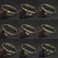 National Trendy Retro Sliding Pullable Distressed Brass Bracelet Female Brass Bracelet Bronze Bracel