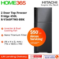 Hitachi 2 Door Top Freezer Fridge 450L R-V560P7MS