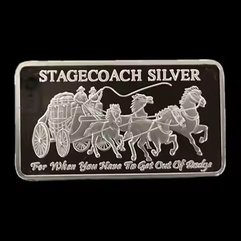 5 Pcs Non Magnetic 1 OZ Stagecoach Ingot Bar Silver Plated Coin Collectible Souvenir Decoration Comm