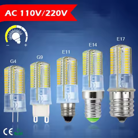 1X Full New Dimmable Silicone Body G4 G9 E11 E12 E14 E17 7W Mini LED lamp 110V / 220V 80 LEDs light 